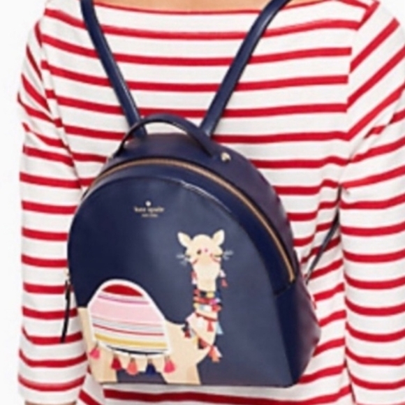 Kate Spade New York Sammi Navy Blue Camel Backpack - Picture 13 of 16